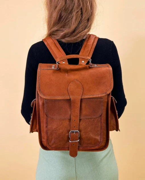 Eleanor Rygsæk Læderrygsæk Lædertaske Dame Herre Brun Læder -Taske Salgsbutik K58b model female 1280x1280