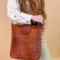 Jacqueline Skuldertaske Håndtaske Læderhåndtaske Dame Brun Læder