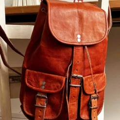 Gary 9,7'' Rygsæk Lædertaske Skoletaske Studietaske Håndbagage Vintage Brun Læder