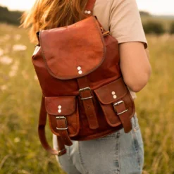 Gary 9,7'' Rygsæk Lædertaske Skoletaske Studietaske Håndbagage Vintage Brun Læder -Taske Salgsbutik M30 insta 1280x1280