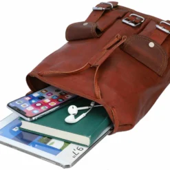 Lena Rygsæk Håndbagage Skuldertaske Dame Brun Læder -Taske Salgsbutik M70 innen1 rucksack leder 1280x1280