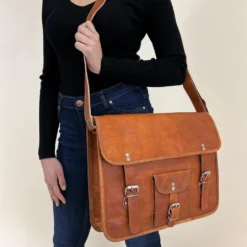 Alex 15" Skuldertaske Lædertaske Arbejdstaske Herre Brun Læder