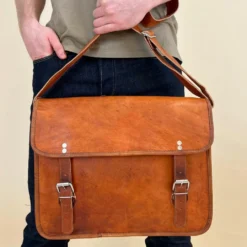 John 15" Skuldertaske Lædertaske Håndtaske Taske Brun Læder