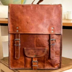 Joe Rygsæk Læderrygsæk Lædertaske Dame Herre Brun Læder