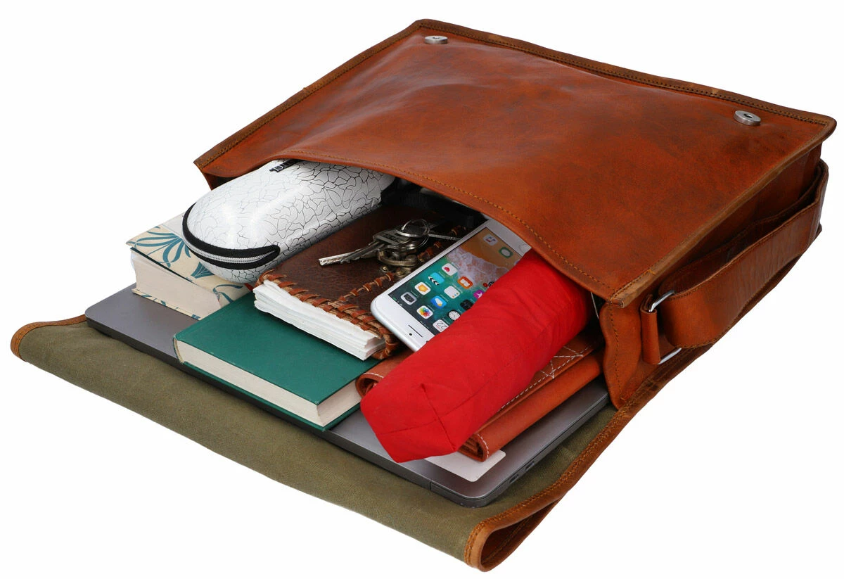 Max Skuldertaske Computertaske Lædertaske Herre Dame Brun Læder 5 Max Skuldertaske Computertaske Lædertaske Herre Dame Brun Læder - Billede 5