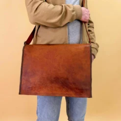 Max Skuldertaske Computertaske Lædertaske Herre Dame Brun Læder